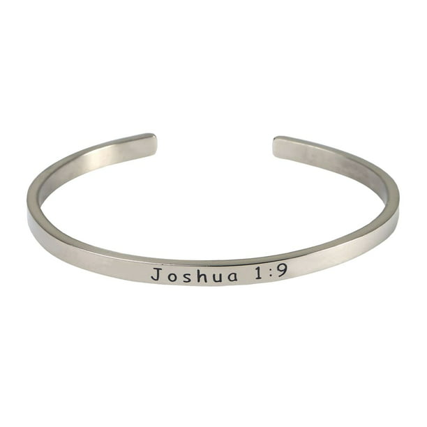 Delight Jewelry Silvertone Jumping Trout Bible Verse Joshua 1:9 Glass Dome Bangle Bracelet 